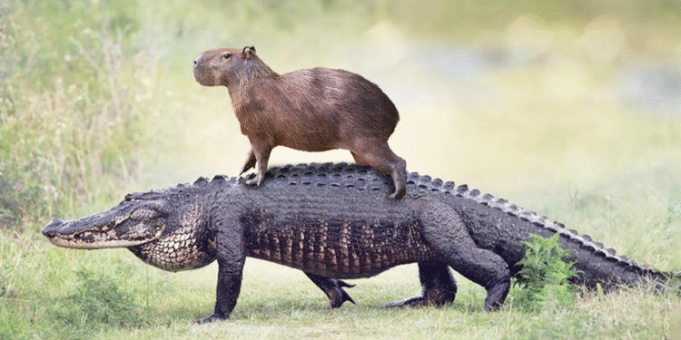 ¿Los capibaras y los cocodrilos son amigos?