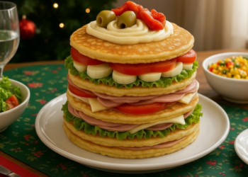 Esta torre de panqueques navideña será tu nuevo plato favorito
