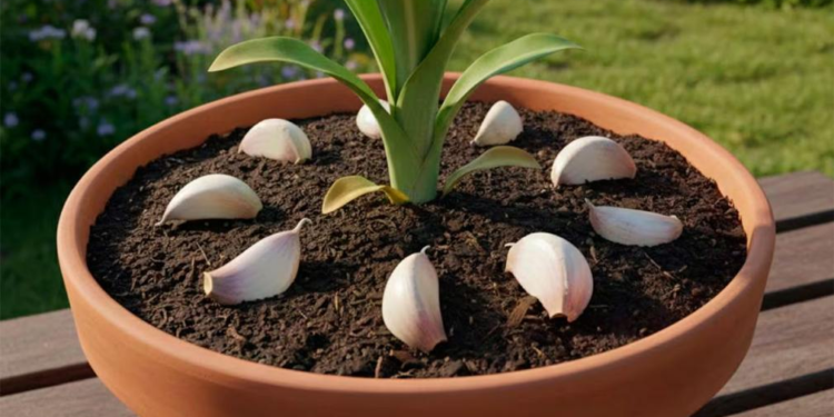 ¿Para qué sirve colocar dientes de ajo alrededor de las plantas? 