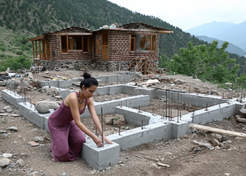 Mujer construye casa sola en aislado pueblo de montaña