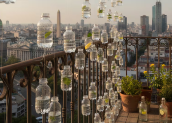 Para qué sirve colgar botellas de agua y vinagre en el balcón