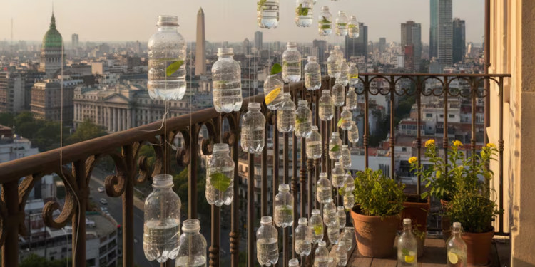 Para qué sirve colgar botellas de agua y vinagre en el balcón
