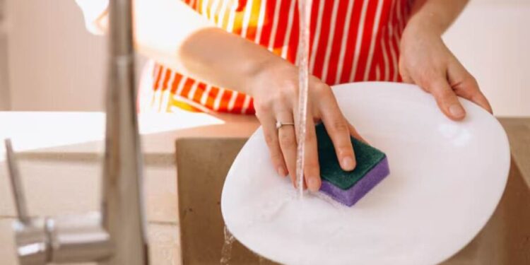 É por questão de saúde que você deve cortar um canto da esponja de lavar louças